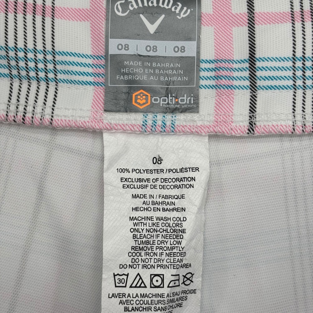 Callaway Opti-Dri White Hawaiian Women Plaid Golf Shorts Size 8 Moisture Wicking - Picture 5 of 8